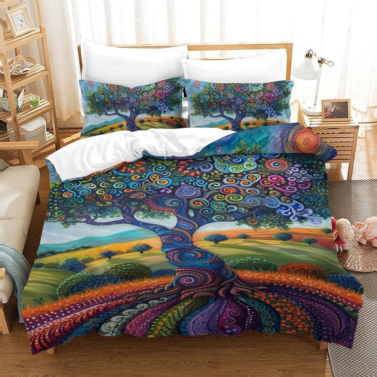 Dekbedovertrek Set voor Kinderen met Levensboom Design - 140 x 200 cm