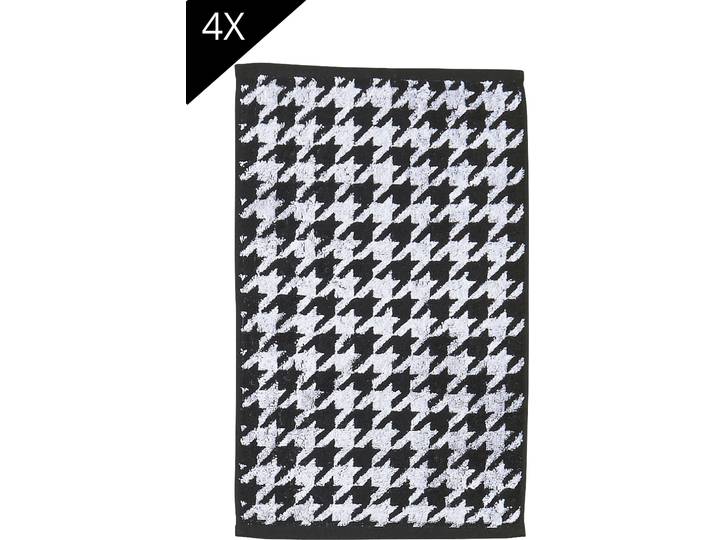 Handtuch Set DONE. Daily Shapes Bird , schwarz (schwarz, weiß), 4 Stk., Jacquard-Walkfrottier, Jacquard-Walkfrottier, Jaquard-Walkfrottier, Handtücher, Handtuch Set, Gästehandtücher, Jacquardgewebe, modernes Muster