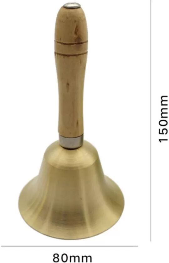 INF Handglocke aus Goldkupfer mit Holzgriff – Hoher Ton (70 dB) für Klassenzimmer, Hochzeiten und Tiertraining (Größen L/M/S) S