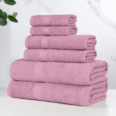 Superior Miami 100% Cotton 6-Piece Towel Set–Lightweight Quick-Dry Absorbent Everyday Bathroom Use