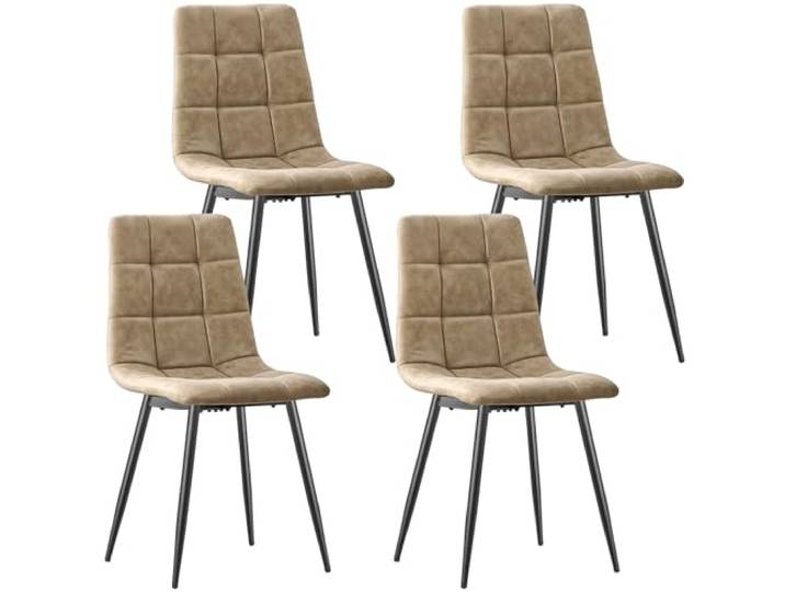 LEWE Esszimmerstühle 4er Set, Mikrofaser-Kunstleder Polsterstuhl Stühle Esszimmer mit Hoher Rückenlehne, Schwarzen Metallbeinen, gepolsterte für Esszimmer, Küche und Lounge Rezeption