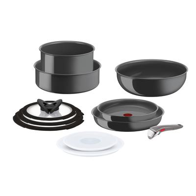 Pfannen-Set TEFAL "Ingenio Renew", grau, Pfannen, abnehmbarer Griff, Antihaftversiegelung, Thermo-Signal, Induktion