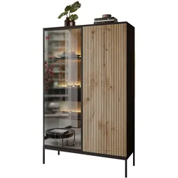 HOHE Vitrine ECLIPSE WTSZ104 mit Beleuchtung,Schwarz Eiche Wotan