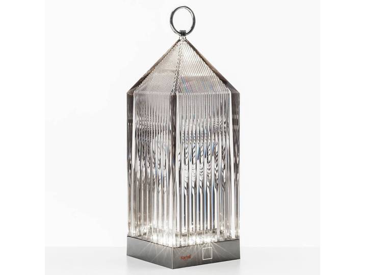Kartell Lantern LED-Tischleuchte, rauchgrau IP54, alu / grau / zink, Kunststoff, Design