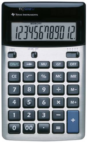 Texas Instruments TI-5018 SV Taschenrechner Silber Display (Stellen): 12 batteriebetrieben, solarbetrieben (L x B) 170mm x 105mm