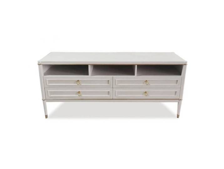 MENZZO Meuble TV élégant 4 tiroirs Optimus Beige clair et Or