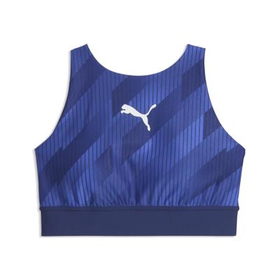 Sport-BH PUMA "individualBLAZE Eversculpt Fußball-BH Damen", Damen, Gr. S, N-Gr, blau jewel weiß, Obermaterial: 23% Elasthan, 77% Polyester. Innenmaterial: 100% Polyester, regular fit, BHs Sport-BH