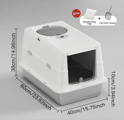 Uplifted Finds Enclosed Stainless Steel Litter System s white