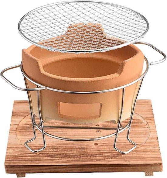 WAN Houtskoolgrill Campingfornuis - Draagbare Barbecue in Japanse Stijl - Lichtbruin - B/D/H: 23,5 x 13,5 cm