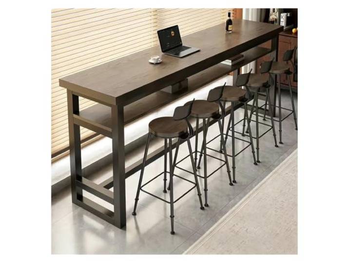 ZCXMNL Schmaler Bartisch, Doppelschichtig, Hohe Kneipenhöhe, Küche, Esszimmer, Industrielle Frühstückstheke, Couch for Zuhause(Grey,L180xW40xH105cm)