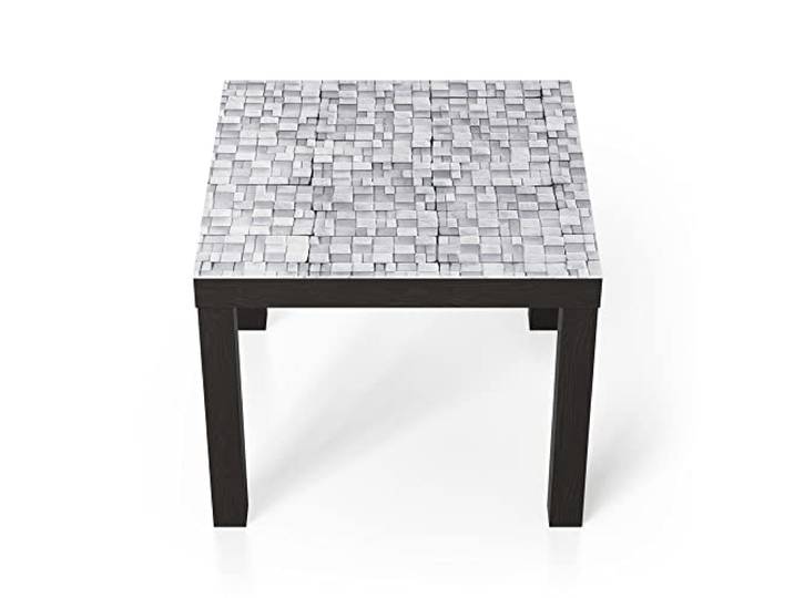 DEQORI Glastisch schwarz klein 55x55 cm Motiv Ungleichmäßige Ziegel ausgefallener Beistelltisch aus Glas Hochglanz Couchtisch fürs Wohnzimmer moderner Couch Tisch mit Design