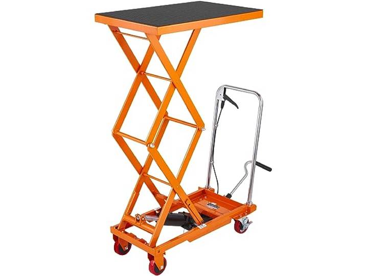 VEVOR Chariot à Table Élévatrice Hydraulique Capacité Charge 150 kg Chariot Élévateur Manuel à Double Ciseaux Hauteur Levage 1270 mm 4 Roues Coussin Antidérapant pour Manutention Transport Matériaux