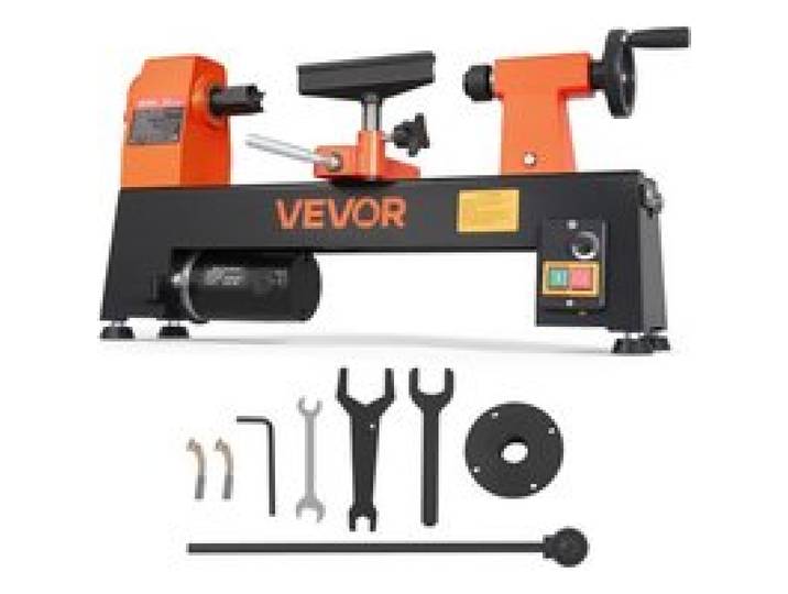 VEVOR Drechselbank 20 x 33 cm 1/3 PS Tischdrehbank für Weich- und Hartholz, Anfänger und Hobbybastler, mit Variabler Drehzahl (150 bis 3200 U/min), Überstromschutz und Zubehörset für Holzarbeiten