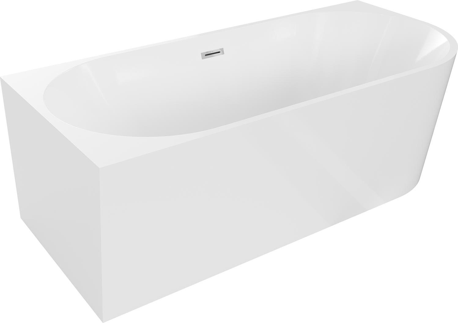 Mexen Mia freistehende linksseitige Badewanne 150 x 75 cm, weiß, Überlauf chrom - 52691507500L-01