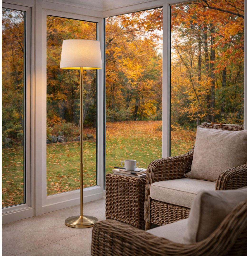 Rosalind Wheeler Elwaine 150cm Antique Brass Metal Floor Lamp Satin 151cm H X 35cm W X 35cm D