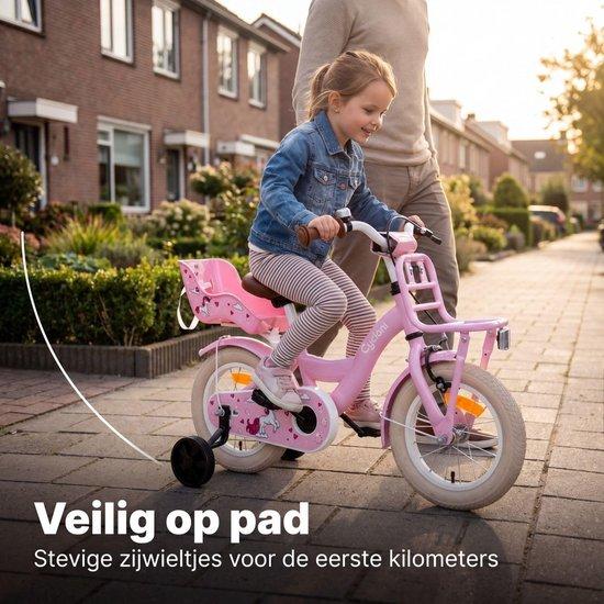 14-Zoll-Mädchenfahrrad | Rosa Fahrrad für Kinder mit Sattel und Stützrädern für sicheres und unterhaltsames Fahren