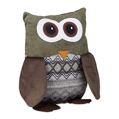 Relaxdays Deurstopper Uil, Bruin, H x B x D: 24 x 14 x 14 cm