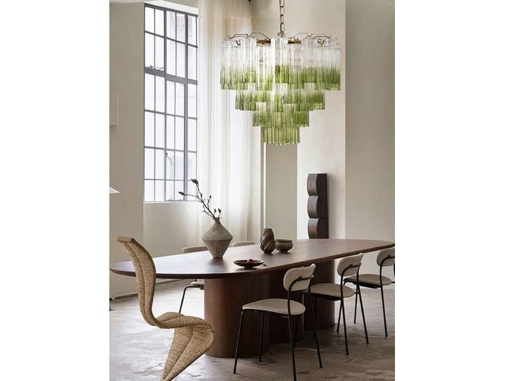 Lustres en verre Texture Transparent dégradé vert Design italien Vintage lampes suspendues pour la maison pour plafond salon Lustre