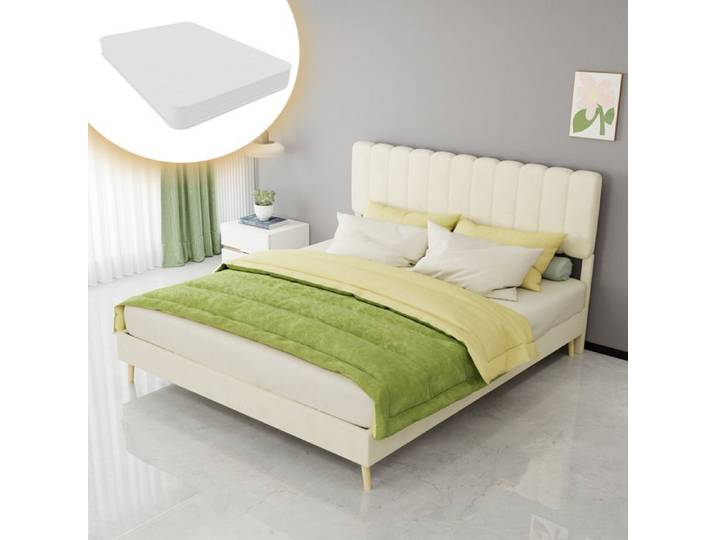 Lit- Zukavenir- en tissu tête de lit rembourrée tête de lit douce base basse design non-storage- 160x200cm