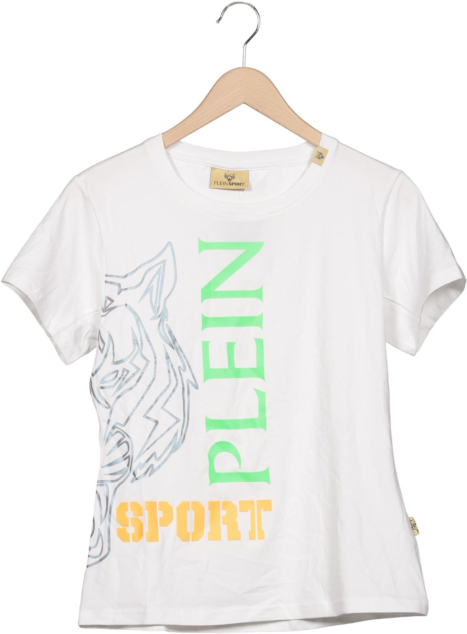 Plein SUD Jeanius Damen T-Shirt, Weiß, Gr. L, kein / Etikett - Second Hand