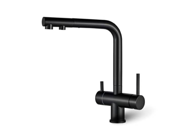 AORA® NORA 3-Wege-Wasserhahn aus massivem Edelstahl mit ausziehbarer Spültischarmatur für Wasserfilter, Osmoseanlagen Wasserfilter Wasserhahn Küchenarmatur für Osmoseanlagen Farbe: Schwarz