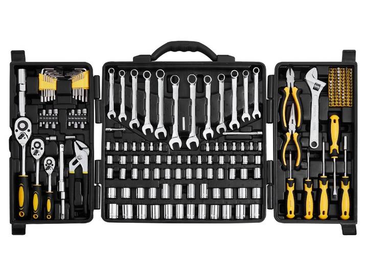 Jeu de machines-outils VEVOR\, 207 pièces\, 1/4 pouce\, 3/8 pouce\, 1/2 pouce Douille avec clé à embout\, poignée à cliquet\, sac de transport