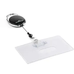 Durable Flexibler Kartenhalter mit Aufrollmechanismus, schwarz