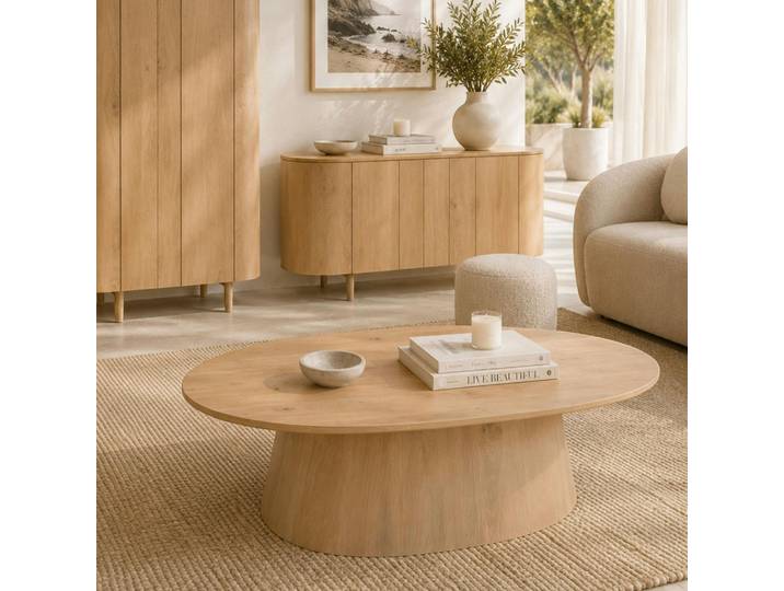 Table Basse Ovale En Chêne Clair Loren