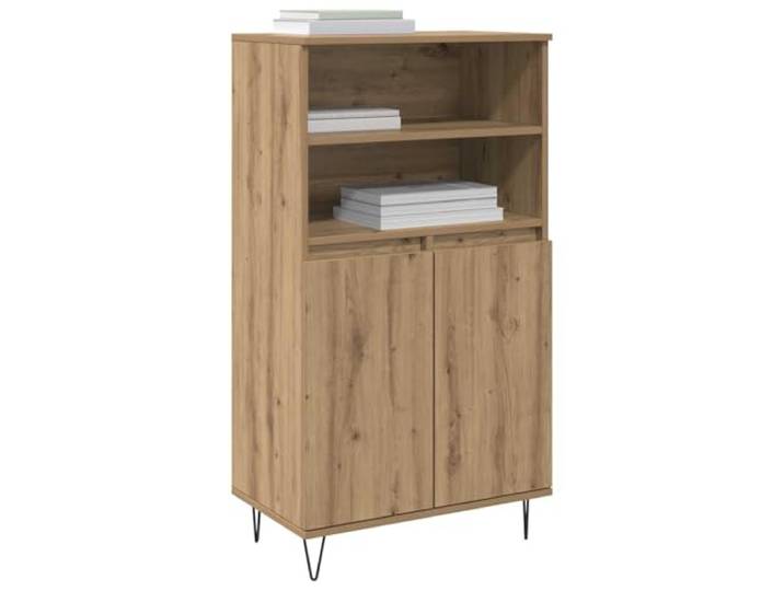 KTHLBRH Anrichte braun 60 x 36 x 110 cm aus mehrschichtigem Holz 6 Einlegeböden, 2 Türen, rechteckiges Design, großer Stauraum, pflegeleicht