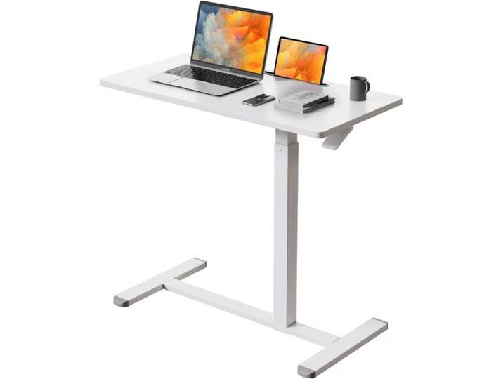 Bureau Debout Mobile pneumatique réglable Table de Bureau Portable avec roulettes Petit Bureau Mobile pour Ordinateur (80 x 40 cm)