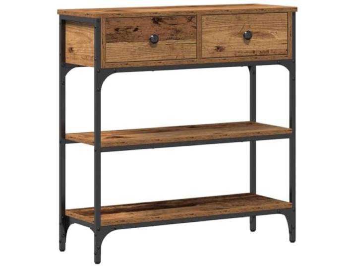 HAQWRDQSG Konsolentisch Schmal Flurtisch mit 2 Schubladen 72,5x25x75 cm Kompakter Beistelltisch im Industrie-Design für Flur, Eingangsbereich und Schlafzimmer mit stabiler unterer Ablage.