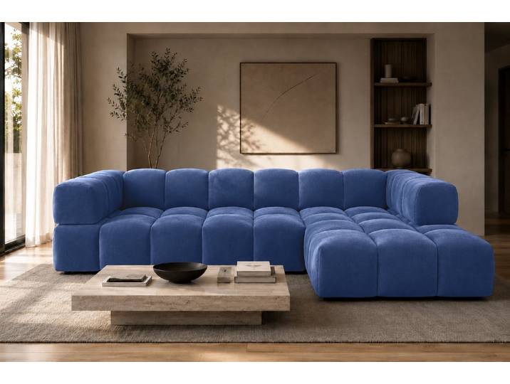 Kaiser Möbel Ecksofa L-Form im Veloursstoff Bluvel, AVERRO XL, Hochwertiger Veloursbezug,Modernes Design mit weichen Rundungen