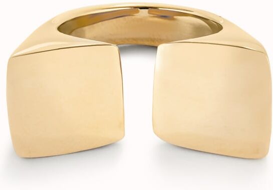 UNOde50 Anillo bañado en oro 18k acabado liso y forma cuadrada Dorado 21