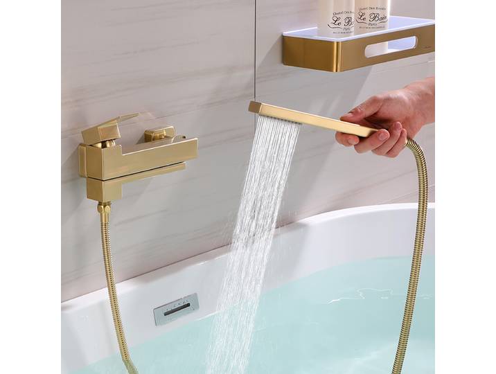 Ensemble de bidet mural pour baignoire et douche, robinet de centre commercial, douchette à main, or brossé, noir, 256, mode