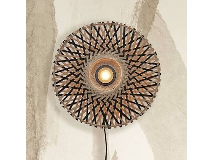 Wandleuchte Kalimantan Ø 30cm Beige/Beige/Schwarz Material: Bambus, Metall Metallart: Eisen Oberfläche Holz: Beschichtet Oberfläche Metall: