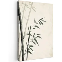 LEINWANDBILD Japandi - Bambus - Beige Deko XXL 80x120 cm