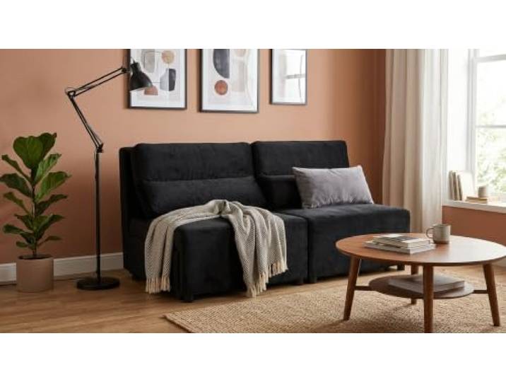 2-Sitzer-Sofa, ausklappbares Schlafsofa mit Stauraum, rosa, KIMO Family Möbel