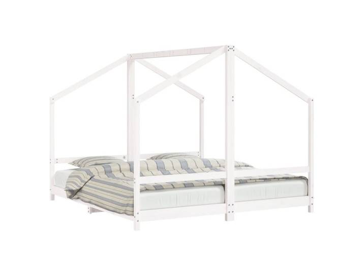 furnicato Kinderbett Massivholz 205,5 x 191 x 158 cm Weiß (1-tlg), Vorhangrahmen für mehr Privatsphäre am Kindergestell für Kinderzimmer