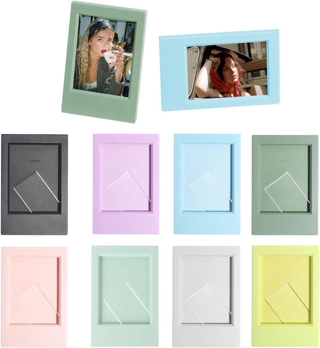 Set van 8 kleurrijke mini fotolijstjes van duurzaam materiaal, 3 inch