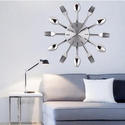 Snug & Styled Creative Kitchen Wall Clock Stainless Steel Cutlery Wall Clock For Modern Kitchen & Dining Decor Creative Kitchen Wall Clock Stainless Steel Cutlery Wall Clock For Modern Kitchen & Dining Decor