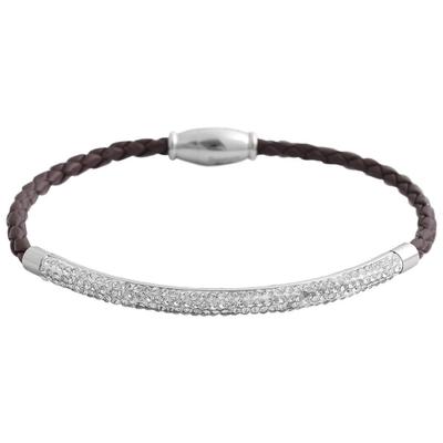 Armreif ADELIA´S "Armband – Armreif aus Leder mit Strass Steinchen 19 cm", braun, Armbänder, Damen, 19cm, Leder, Armreif, Geschenkidee: zeitlos und vielseitig
