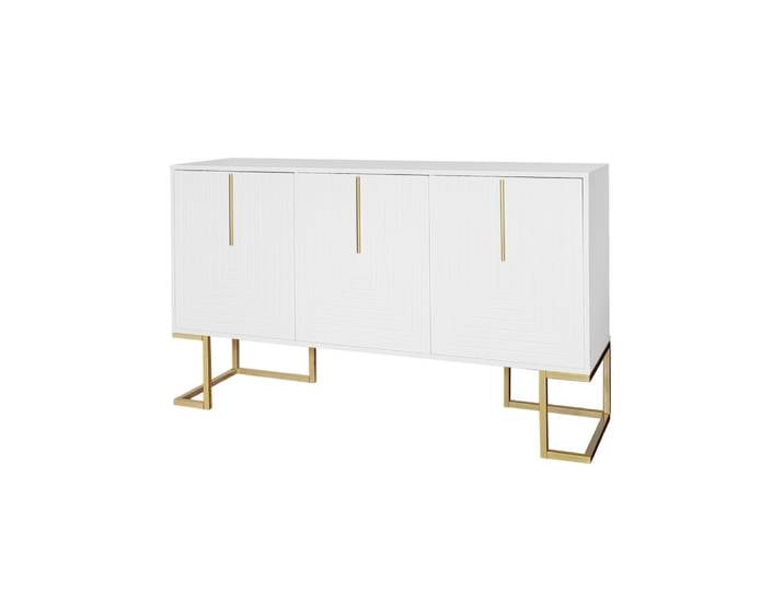 Console blanche à motifs géométriques avec pieds dorés