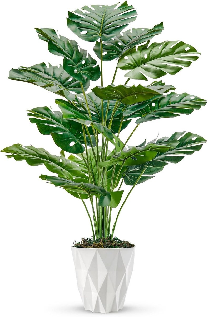 Kunstmatige Monstera Plant 71 cm met Witte Pot voor Binnen
