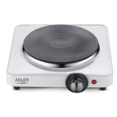 Adler AD6503 Elektroherd, Kochzone 18,5 cm, stufenlos regelbarer Thermostat, Kompakt, Camping, 1500W, Weiß