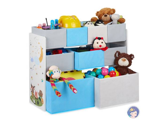 Relaxdays Kinderregal mit Motiv und 9 Boxen
