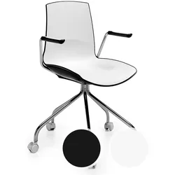 infiniti »NOW« Swivel Design-Stuhl mit Armlehne / AC30 weiss matt lackiert / Weiss/Hellblau