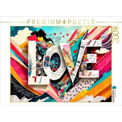 CALVENDO Puzzle Buntes gerissenes Papier Design mit Text Love | 2000 Teile Lege-Größe 90x67cm Foto-Puzzle für glückliche Stunden