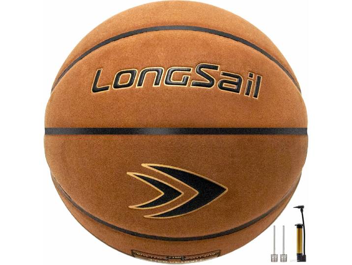 LONGSAIL Ballon de basket premium en cuir composite/microfibre marron - Taille #7