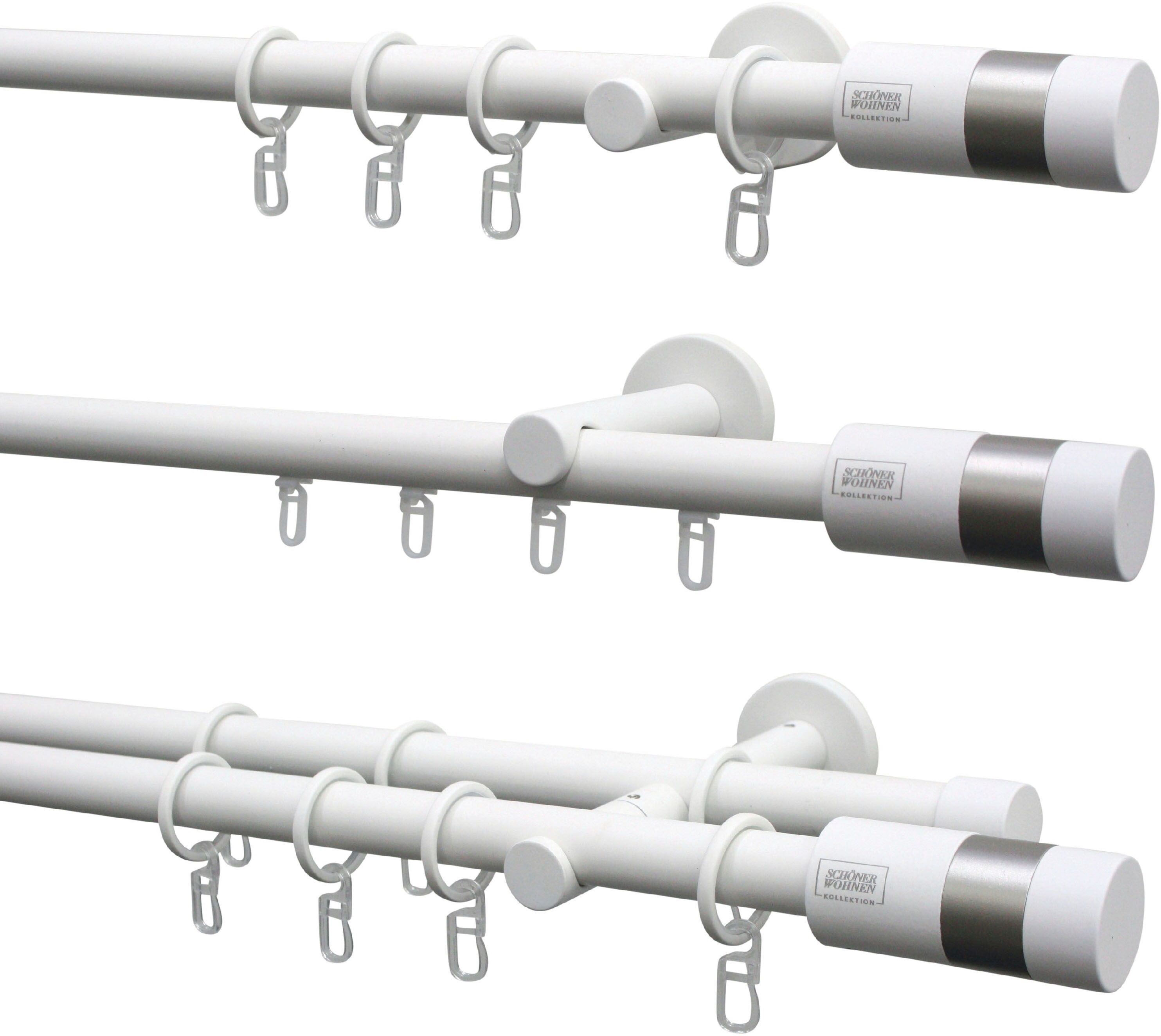 Gardinenstangen-Endstück "Zylinder für Ø 20 mm", weiss (weiß, matt, silber, matt), 2 Stk., SCHÖNER WOHNEN-KOLLEKTION, Gardinenstangenendstücke, Gardinenstangen-Endstück, Serie Einzelprogramm Leon Ø 20 mm weiß, matt, silber, matt 2 Stk.