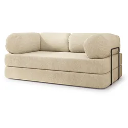 BETTSOFA EIREN aus Schaumstoff Bucle-Stoff Creme Schlaffunktion